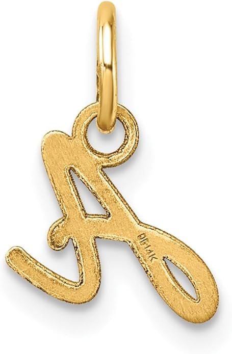 Jewelry Affairs 14K Yellow Gold Script Alphabet Initial Letter Charm Pendant, 14mm