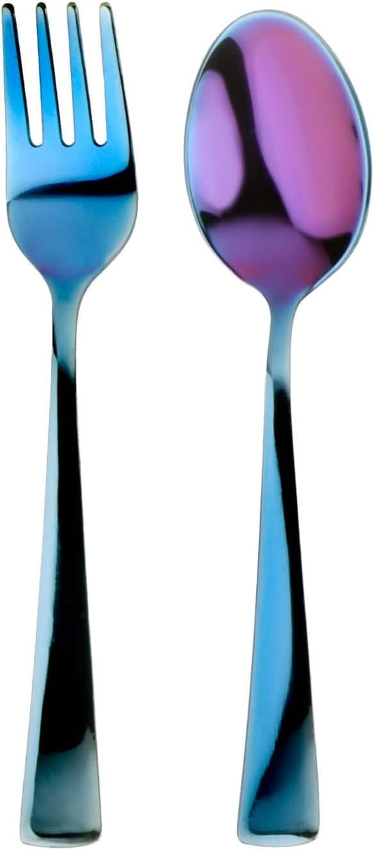 Ahimsa Stainless Steel Kids Utensils - Kids Fork and Spoon Set, Pediatrician Designed Toddler Utensils, 100% BPA Free & Dishwasher Safe (Iridescent Blue)-PurrikoPets