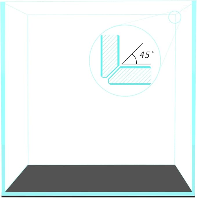 Fzone 7 Gal Rimless Low Iron Fish Tank Nova Clear Ultra-White 45° Mitered Edges Translucent Glass Anata Series Aquarium w/Black Foam Leveling Mat(S30C)-PurrikoPets