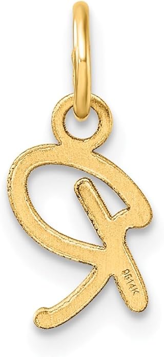 Jewelry Affairs 14K Yellow Gold Script Alphabet Initial Letter Charm Pendant, 14mm