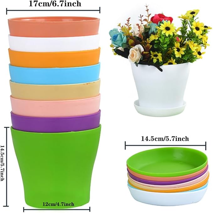 20 Pack 7 Inch Plant Pots Bulk Small Plastic Planters Pots with Drainage Holes Flower Pot for Succulent, Cactus, Herb, African Violet-PurrikoPets