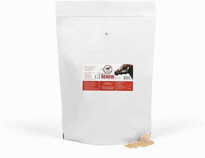 GI Renew, Probiotics for Equine, Immune and Appetite Stimulation, Prebiotics, Digestive Enzymes | Horse Supplement Providing Ulcer Relief and Organic Toxin Binder, 5 LB Pouch-PurrikoPets