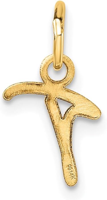 Jewelry Affairs 14K Yellow Gold Script Alphabet Initial Letter Charm Pendant, 14mm