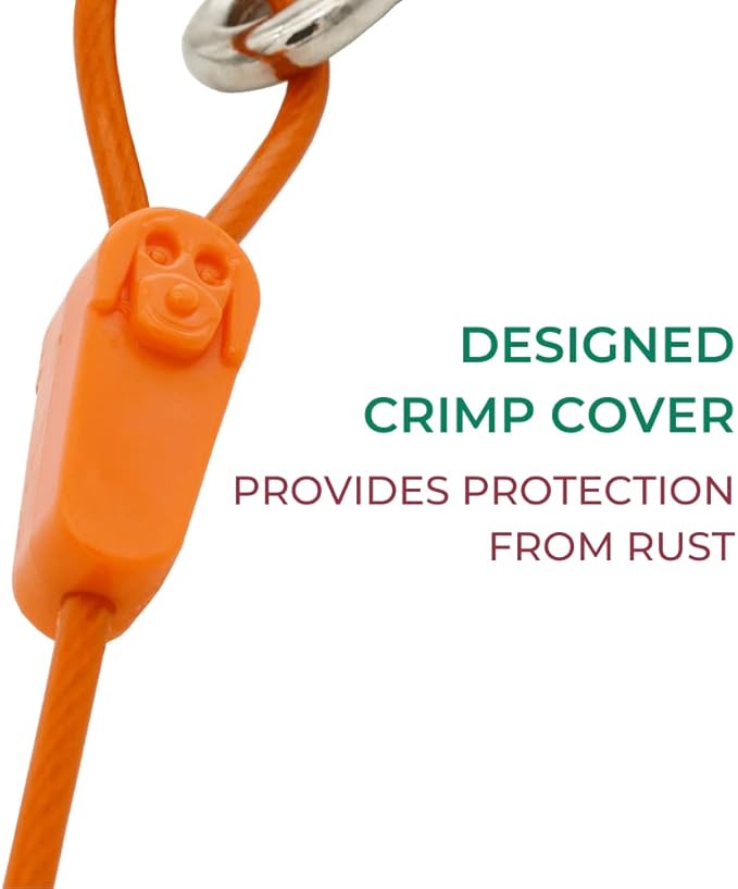 25FT Tie-Out Cables for Dogs - Strong, Safe, and Durable Dog Tie-Outs for Every Breed up to 250 Pounds - Weather and Wear Resistant Galvanized Aircraft Cable for Outside Use-PurrikoPets