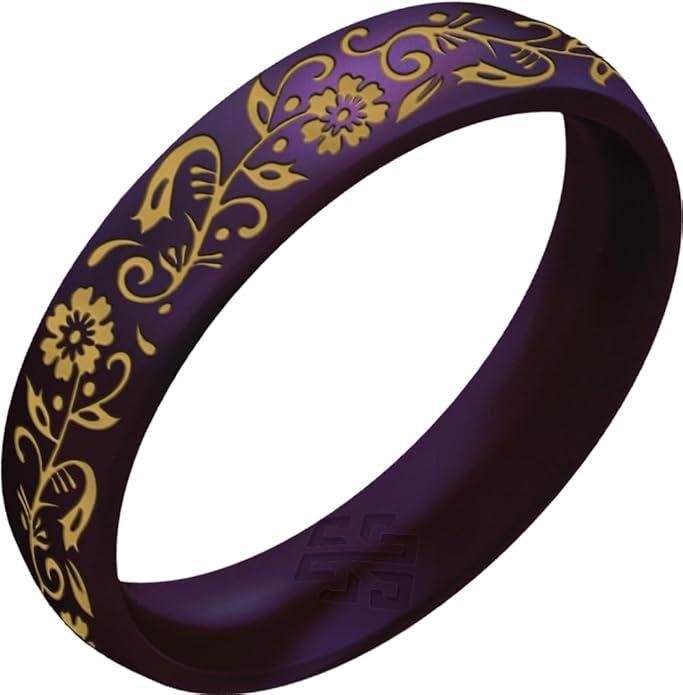 Knot Theory Nordic Bloom Silicone Ring for Men Women - Black, Metallic Blue, Cosmic Purple, Fuchsia, Northern Lights Breathable Comfort Fit 6mm Bandwidth