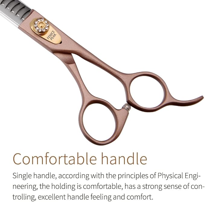 Fenice Peak 7‘’ Professional Dog Grooming Scissors Set Rose Gold 440C Stainless Steel Straight Thinning Curved Chunker Shears 4pcs Set for Pet Grooming Services Dogs and Cats-PurrikoPets