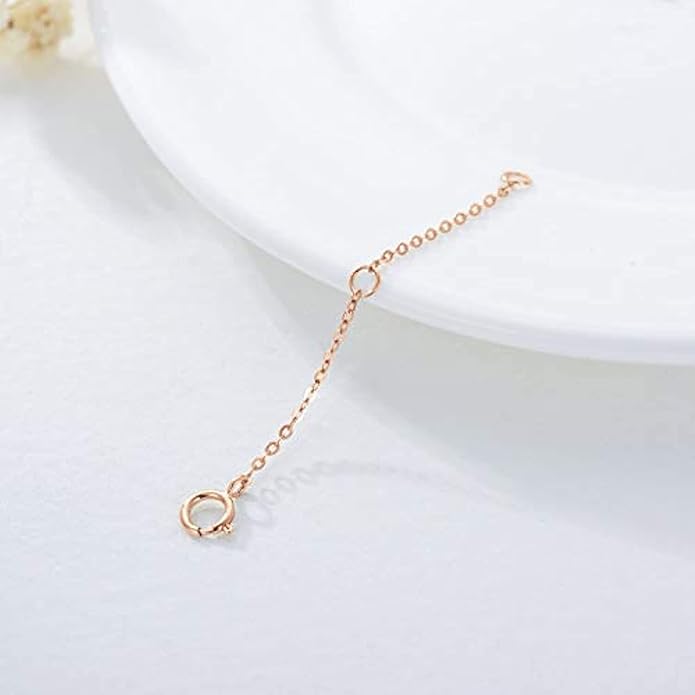 14K Gold Chain Extender for Women, Yellow Gold/White Gold/Rose Gold Adjustable Gold Necklace Anklet EXtension Chain, Available in 2/3/4 Inch