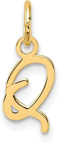 Jewelry Affairs 14K Yellow Gold Script Alphabet Initial Letter Charm Pendant, 14mm