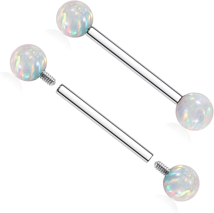 AROWRO Nipple Piercing Jewelry G23 Titanium Nipple Rings Tongue Rings Nipple Bar 14G Internally Threaded Straight Barbells Bridge Piercing Jewelry 12mm-20mm