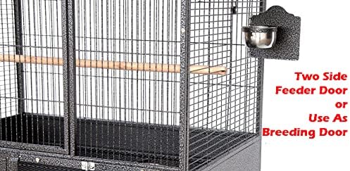 Extra Large Single Stacker Strong Heavy Duty Wrought Iron Breeder Parrot Aviary Bird Breeding Breeder Cage with Side Nest Breeding Doors On Wheels-PurrikoPets