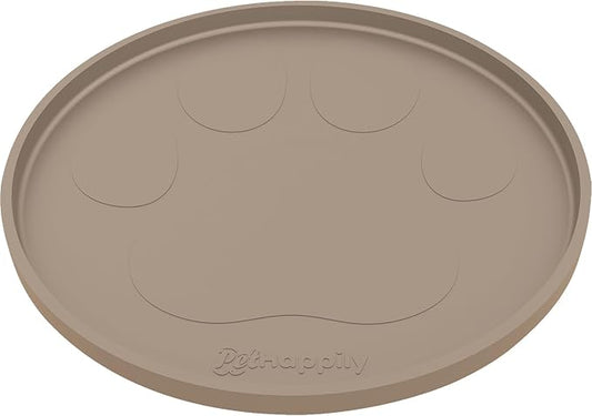 Dog Food Mat Round 10" - Raised Edges Dogs Mat for Food and Water Prevent Spill, Waterproof Cat Food Mats Protect Floors, Easy Clean Dog Bowl Mats for Food and Water, Silicone Pet Feeding Placemats-PurrikoPets