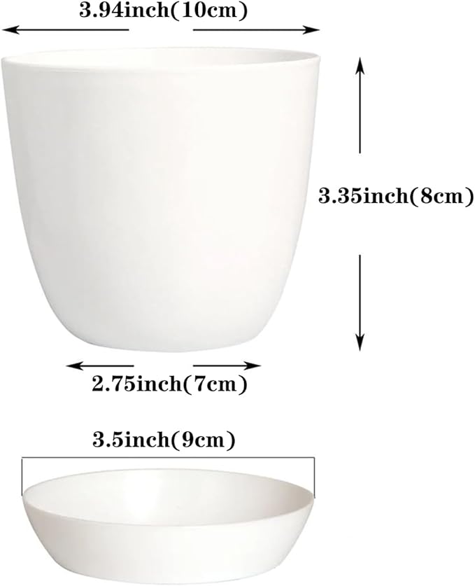 50 Pack 4 Inch Plant Pots Bulk Small Plastic Planters Pots with Drainage Holes Flower Pot for Succulent, Cactus, Herb, African Violet (50pcs-White, 4Inches)-PurrikoPets