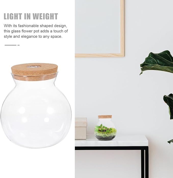 Fish Bowl with LED Light - Small Betta Fish Tank with LED Lighting and Lid Glass Fish Bowl Small Aquarium for DIY Landscape-PurrikoPets