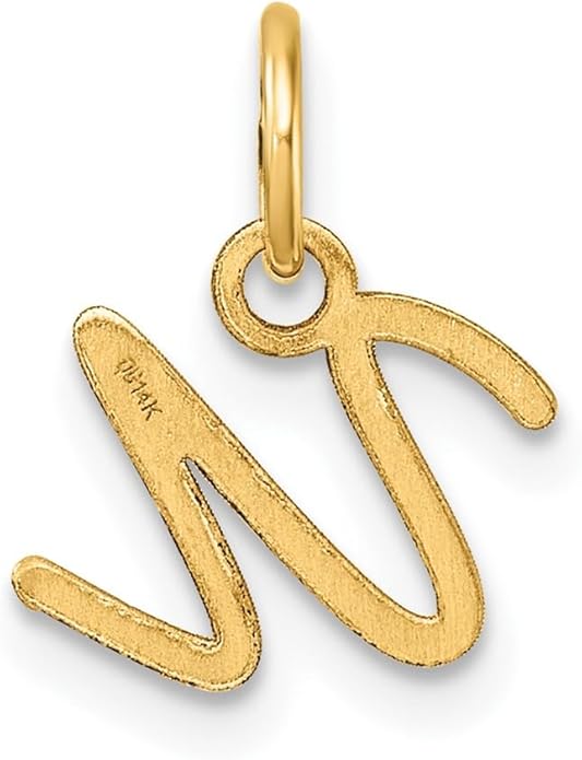 Jewelry Affairs 14K Yellow Gold Script Alphabet Initial Letter Charm Pendant, 14mm