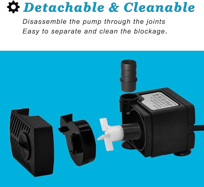 90 GPH Mini Submersible Pump, Small Fountain Pump (5W 350L/H) for water feature, Aquariums, Fish Tank, Tabletop Fountain, Pet Fountain, Indoor or Outdoor Pond Fountain-PurrikoPets