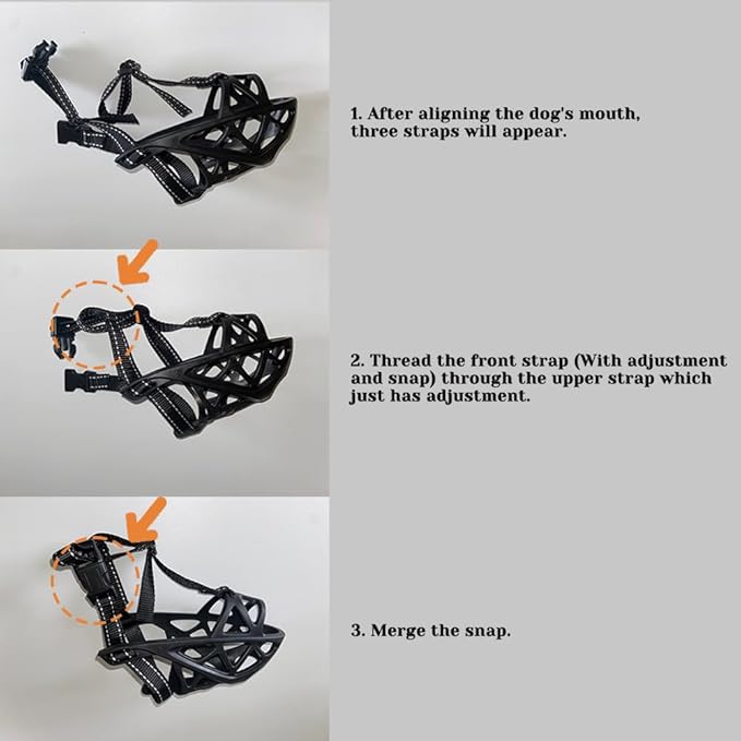 Dog Muzzle, Breathable Basket and Soft Cage Black Dog Mouth Cover,Anti-Biting, Barking and Chewing for Small Medium Large Dogs, 1 Pack Poop Bags for Dogs (XL)-PurrikoPets