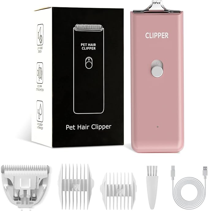 Feet Hair Trimmer, Dog Clippers,Quiet Washable USB Rechargeable Cordless Dog Grooming Kit,Electric Pets Hair Trimmers Shaver Shears for Dogs and Cats Pink-PurrikoPets