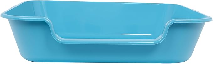 1 Pack of Extra Large Cat Litter Box (ABS Material), Low Entry Senior Litter Pen for Geriatric Kitty Big Cats, Jumbo Pet Safe Litter Boxes Tray for Pets Potty (Light Blue, 24" L x 20" W)-PurrikoPets