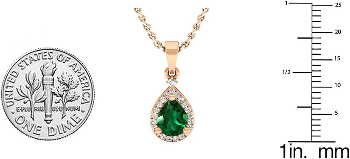 Dazzlingrock Collection 7X5mm Pear Lab Created Gemstone & Round White Natural Diamond Women Halo Teardrop Pendant, 10K Rose Real Solid Gold