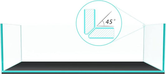 Fzone 9Gal Sharrow Rimless Low Iron Fish Tank Nova Clear Ultra-White 45° Mitered Edges Translucent Glass Anata Series Aquarium w/Black Foam Leveling Mat-PurrikoPets