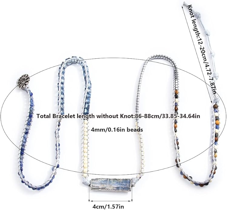 ZOSOJONA Women Handmade Boho Wrap Bracelets Natural Stone Variety Beads Strand Bracelet