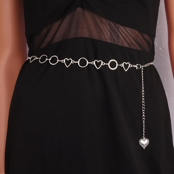 Metal Waist Chain Women - Love Hearts Pendant Adjustable Link Belt