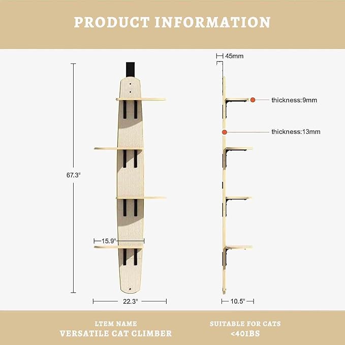 Door Hanging Cat Shelf, Multi Level Door Hanging Cat, Cat Tree Door Hanger Mounted Cat Shelves Cat Ladder, 4-Levels Over Door Cat Climber for Indoor Cats-PurrikoPets