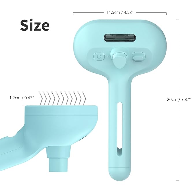 3-in-1 Self-Cleaning Pet Brush for Shedding - Removes Static and Loose Hair from Dogs and Cats (Blue)-PurrikoPets