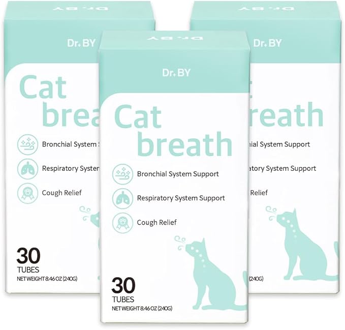 Dr.by Cat Breath Bronchial Supplements Cat Sneezing Treatment Asthma Cold Cough Nose Relief Respiratory&Immune Support with TF-343-30 lickable Formula Individually Packaged, Chicken (3 Packs (25.5OZ))-PurrikoPets