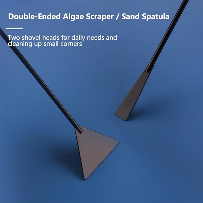 7-in-1 Aquascaping Tools Kit for Aquarium & Terrarium - Stainless Steel Long Tweezers, Curved Scissors, Algae Scraper, Feeding Tongs - Live Plant Trimming & Tank Cleaning Accessories-PurrikoPets