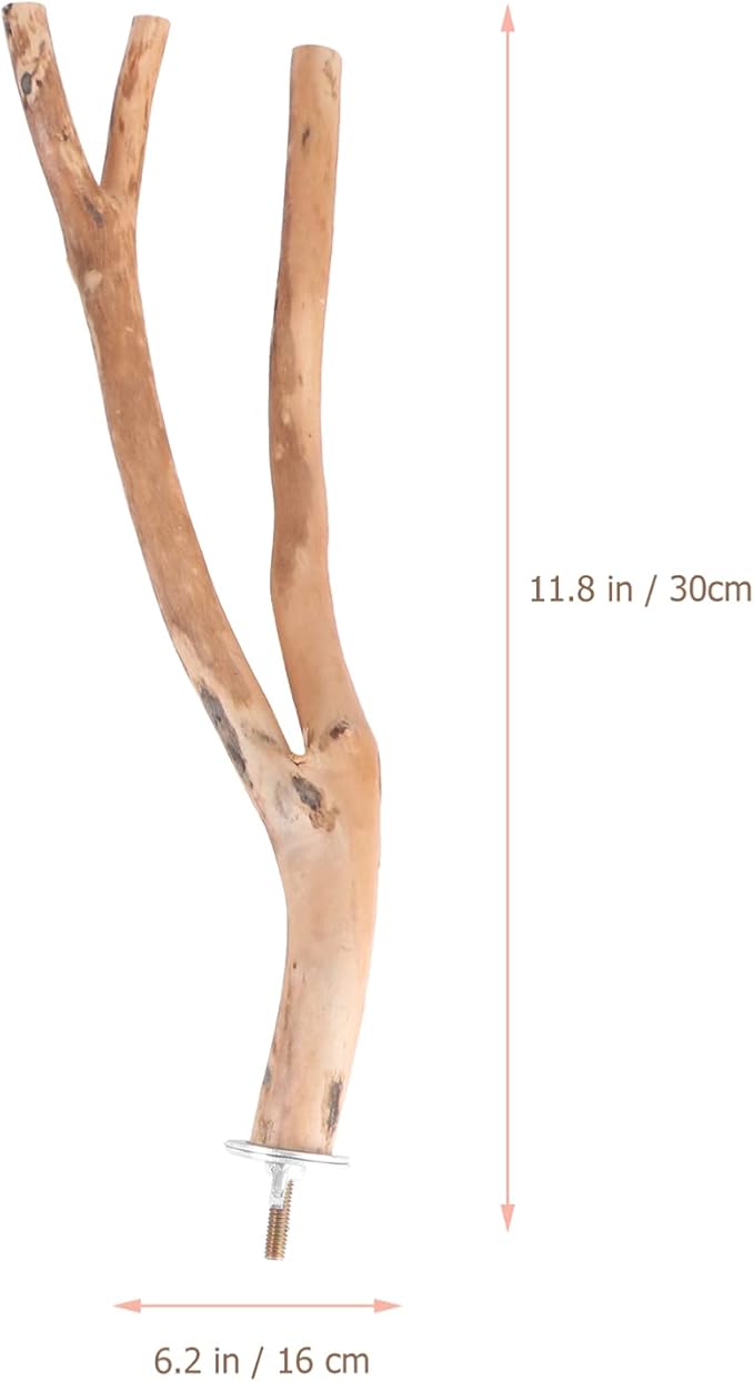 2pcs Bird Parrot Perch Stand Poles, Natural Wooden Parrot Perch for Cage, Branches Fork Rod for Small Parakeets Cockatiels Conure Lovebirds Bird Cage Accessories-PurrikoPets