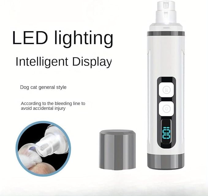Dog Nail Grinder Quiet-2025 Release Ultra-Quiet Dog & Cat Nail Grinder with LED Light & Battery Display - Painless Nail Trimmer for Small to Large Pets, Thick Nails, and Sensitive Paws-PurrikoPets