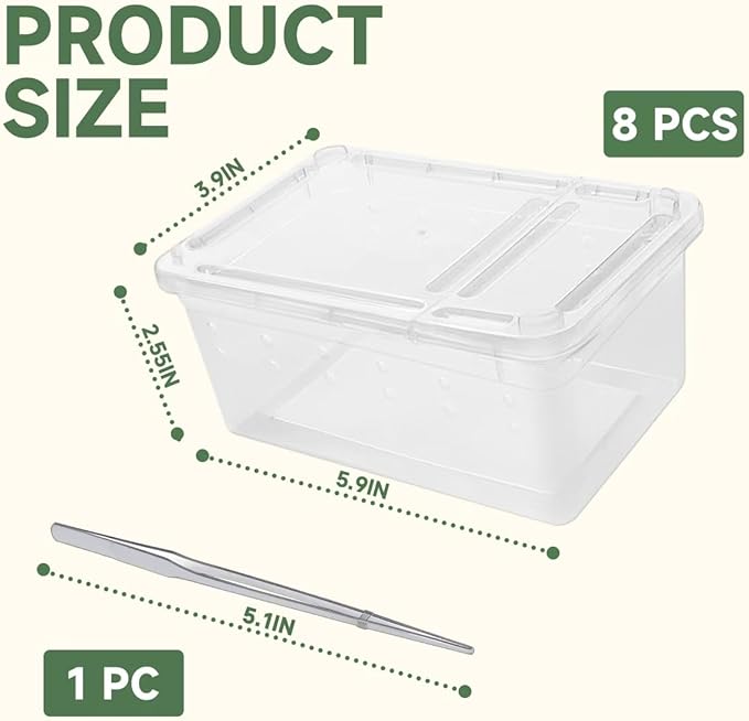 8 PCS Reptile Terrarium Plastic Clear Enclosure Portable Reptile Transport Box for Snakes, Frogs, Lizards, Insects, Scorpions, Geckos, Spiders Perfect Reptile Enclosure.-PurrikoPets