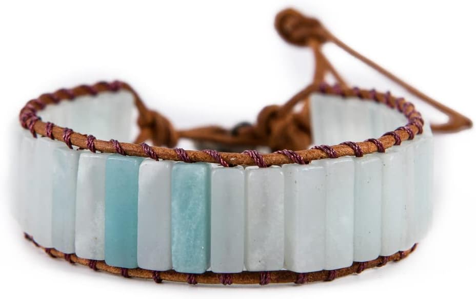 YGLINE Boho Handmade Wrap Leather Tube Crystal Stone Bracelet for Women