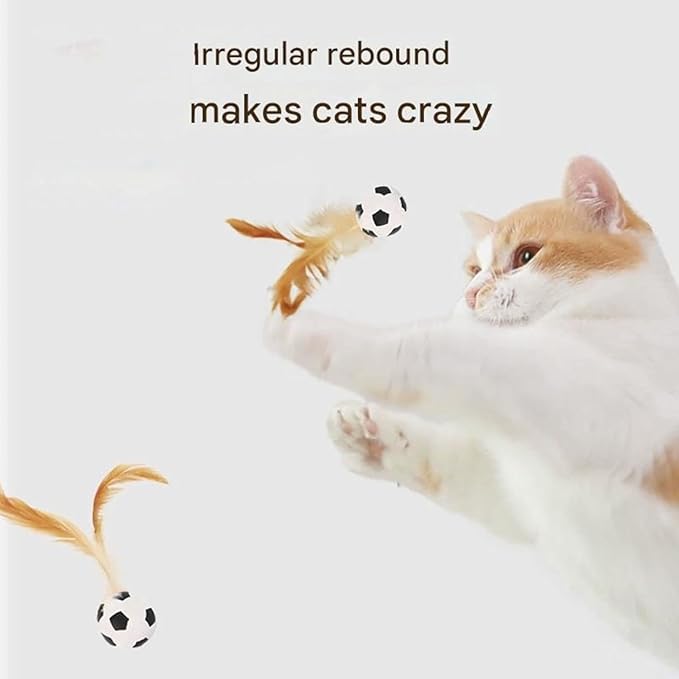 2025 New Interactive Cat Feather Ball Toy Set - Elastic Bouncy Cat Toys with Feather Tails, Silicone Rolling Balls for Indoor Cats & Kitten Exercise, Safe & Fun Play (1 Set)-PurrikoPets