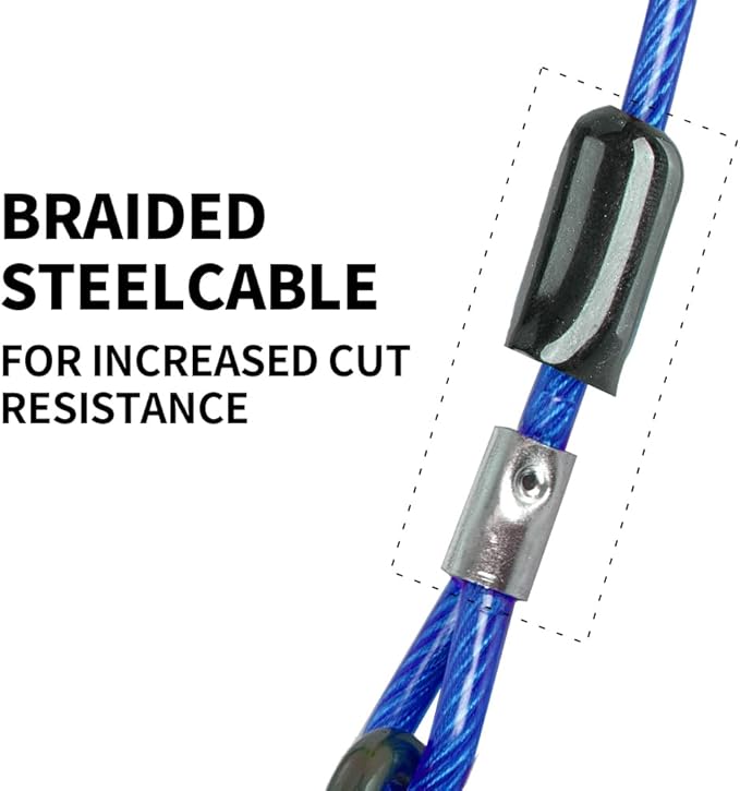 Dog tie Out Cable, 10/20/25/30/50/70/100 feet, Suitable for Dogs up to 350 pounds, Dog Cable with Swivel Buckle, Lightweight, Non-Winding, for Outdoor Camping, Yard Dog Cable (Blue, 20FT)-PurrikoPets