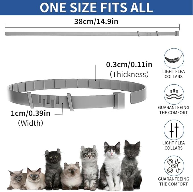 4 Pack Flea Collar for Cats, 32 Months Flea and Tick Prevention for Cats, Waterproof Cat Flea Collar, Natural Cat Flea and Tick Treatment, Adjustable Flea and Tick Collar for Cats Kittens(4 Colors)-PurrikoPets