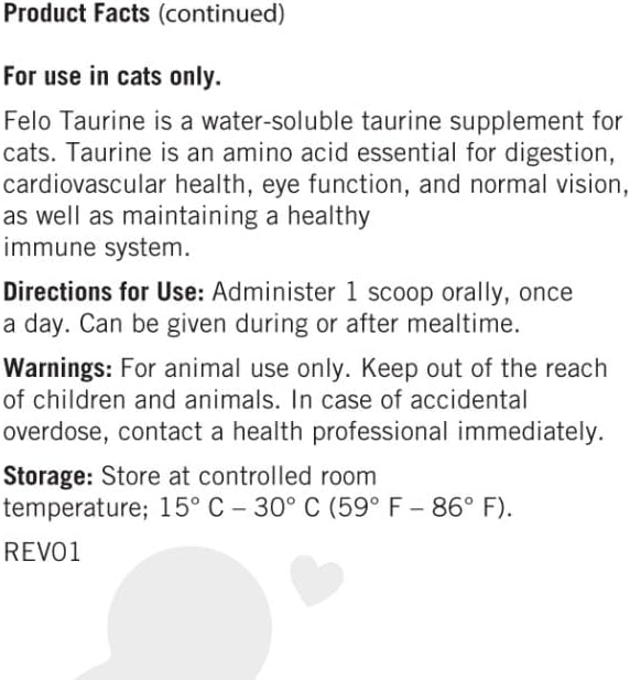 FELO Taurine - Taurine Supplement for Cats, Taurine for Cats, Taurine Powder for Cat - 16 Oz, Powder (Thomas Pet Earlier)-PurrikoPets