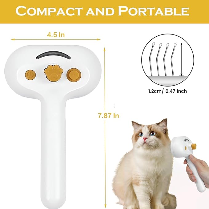 3-1 Cat Steam Brush for Shedding, Steamy Grooming Brush for Long & Short Hair Cats & Dogs, Self-Cleaning Pet Hair Removal Comb with Water Tank Dog-PurrikoPets