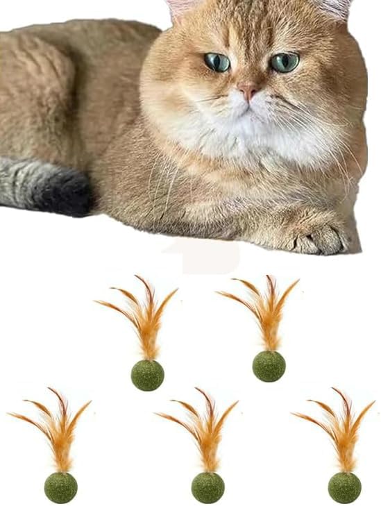 5 Pieces of Catnip Toys Ideal Catnip Ball to Stimulate Cat Exercising and Interacting Toys for Cats-PurrikoPets