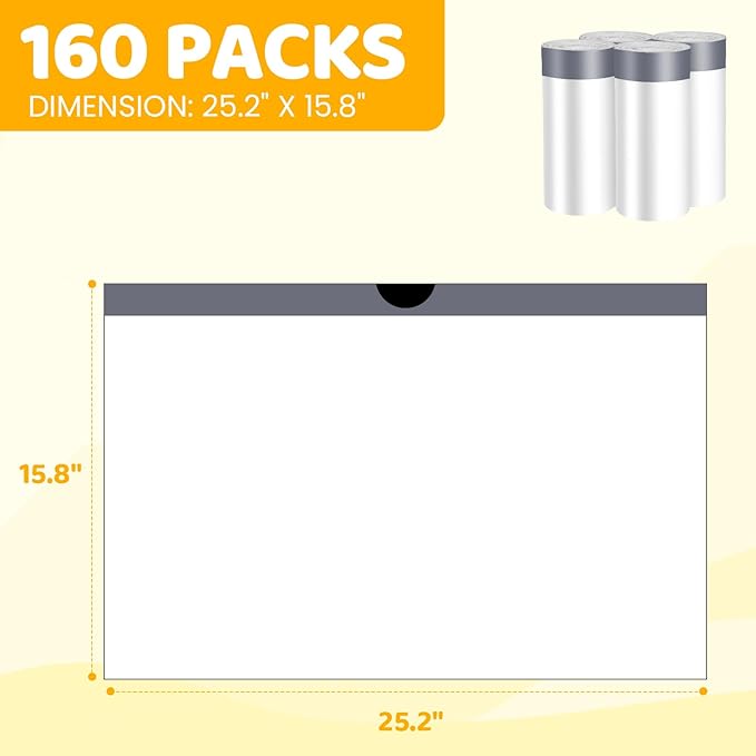 160 Count Cat Litter Box Liners with Drawstring Compatible with Litter-Robot 3/4 Heavy Duty Cat Litter Bags Waste Bags Replacement-PurrikoPets