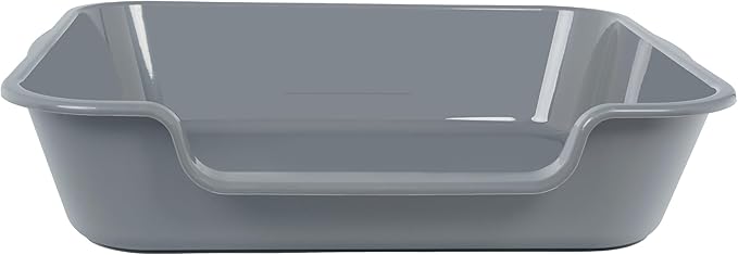 1 Pack of Extra Large Cat Litter Box (ABS Material), Low Entry Senior Litter Pen for Geriatric Kitty Big Cats, Jumbo Pet Safe Litter Boxes Tray for Indoor Pets Potty (Gray, 24" L x 20" W)-PurrikoPets