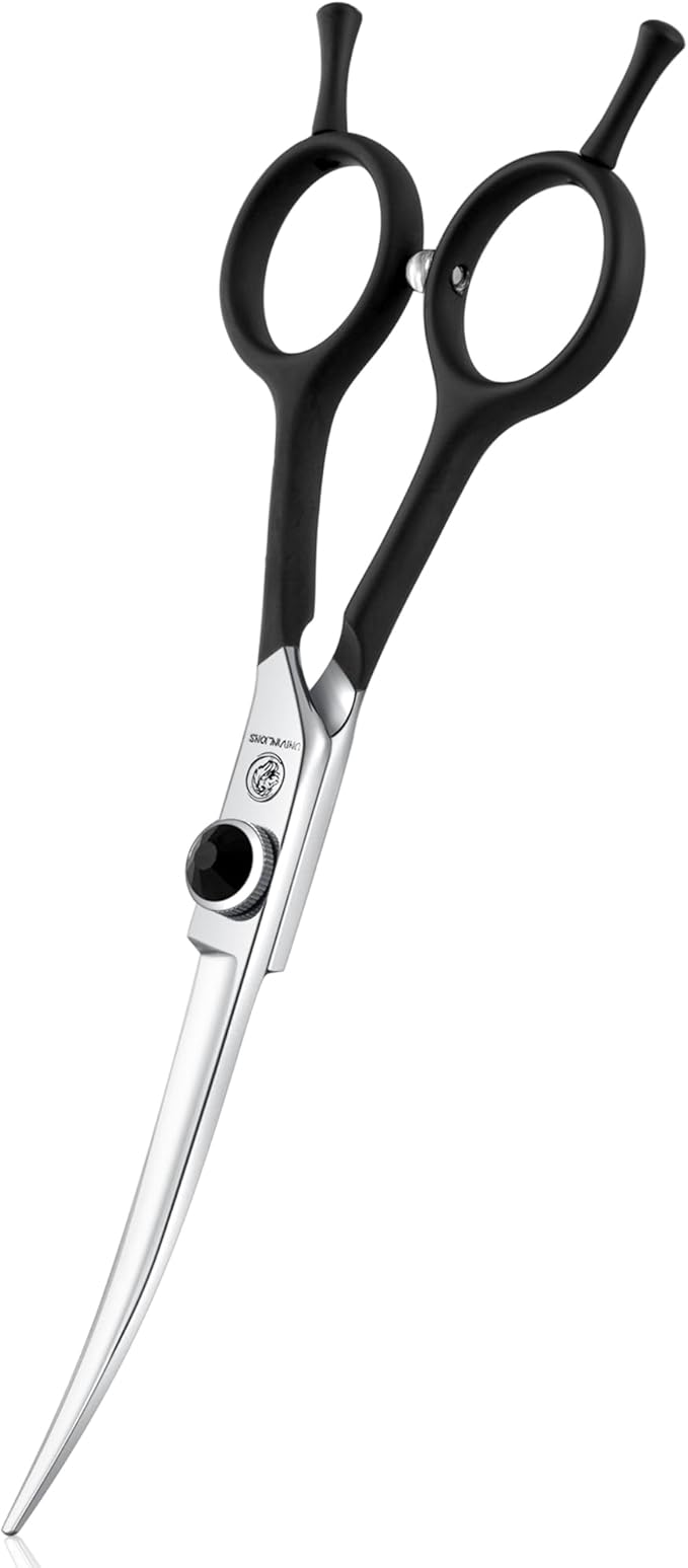 Dragon Creek 6" Upward Curved Dog Grooming Scissors Shears for Grooming Face and Paws Safety Shears Trimming Cutting Scissors for Dog Cat Pet Black-PurrikoPets