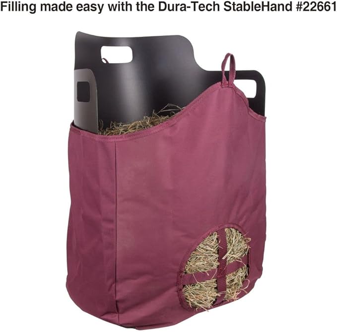Dura-Tech Nylon Hay Bag for Horses | Color Burgundy | Enhances Digestion with Slow Consumption | Minimizes Hay Waste | Extremely Durable 600 Denier PVC Construction-PurrikoPets