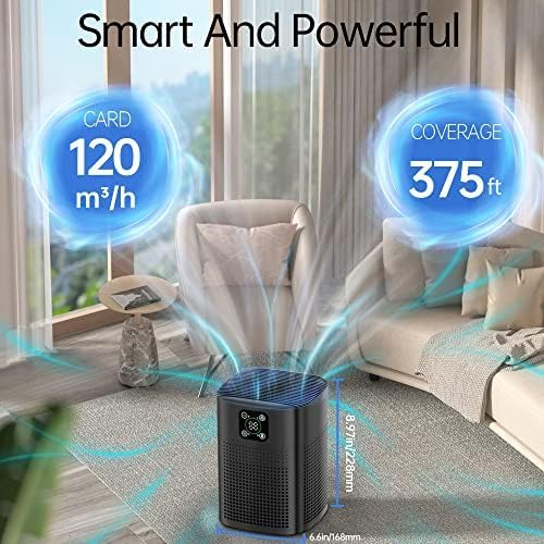 Air Purifiers for pets- Honeyuan H13 HEPA Air Purifier for home, Large Room, Coverage of 600 sqft, Air purifiers with 360°Air Intake, 3 Fan Speeds, 3-Stage Filtration, 24db Sleep Mode, Black-PurrikoPets