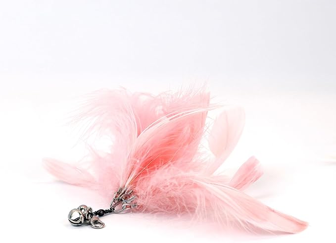 12PCS Interactive Cat Feather Wand Toy Set – 11 Bird & Feather Teaser Refills with Bells + Flexible Suction Cup Wand – Realistic Bird Design, Natural Materials, Indoor Cat Toys for Exercise & Play-PurrikoPets