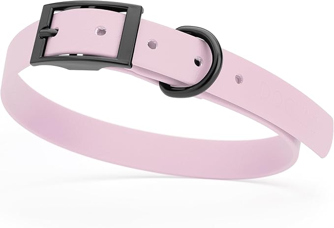Dogline Biothane Waterproof Dog Collar Strong Coated Nylon Webbing with Black Hardware Odor- Proof for Easy Care Easy to Clean High Performance Fits Small Medium or Large Dogs, Pastel Purple-PurrikoPets