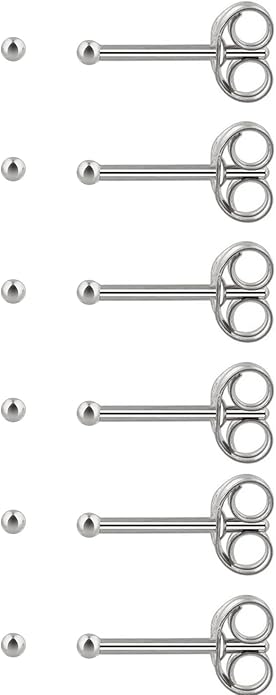 14K Gold Filled Polished Small CZ Pearl Ball Stud Earrings Set for Women Men 20G Surgical Steel Hypoallergenic Piercing Studs for Sensitive Ear, Pack of 6 Pairs