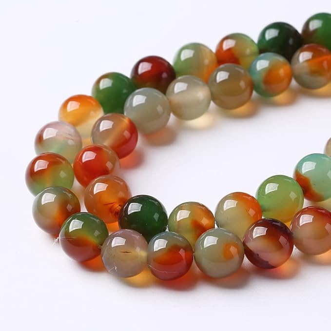 8mm 45pcs Natural Peacock Agates Beads for Jewelry Making Semi Precious Loose Gemstones Beads DIY Bracelet Necklace 15" 1 Strand