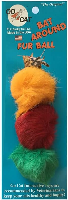 3 Count of Bat Arounds: Fur Ball Cat Toy from Da Bird-PurrikoPets